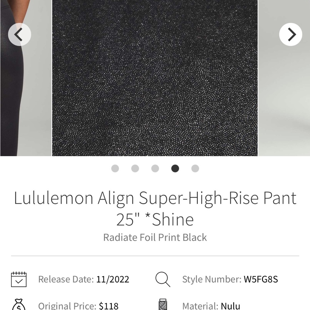 Lululemon Black radiant foil super high rise legging